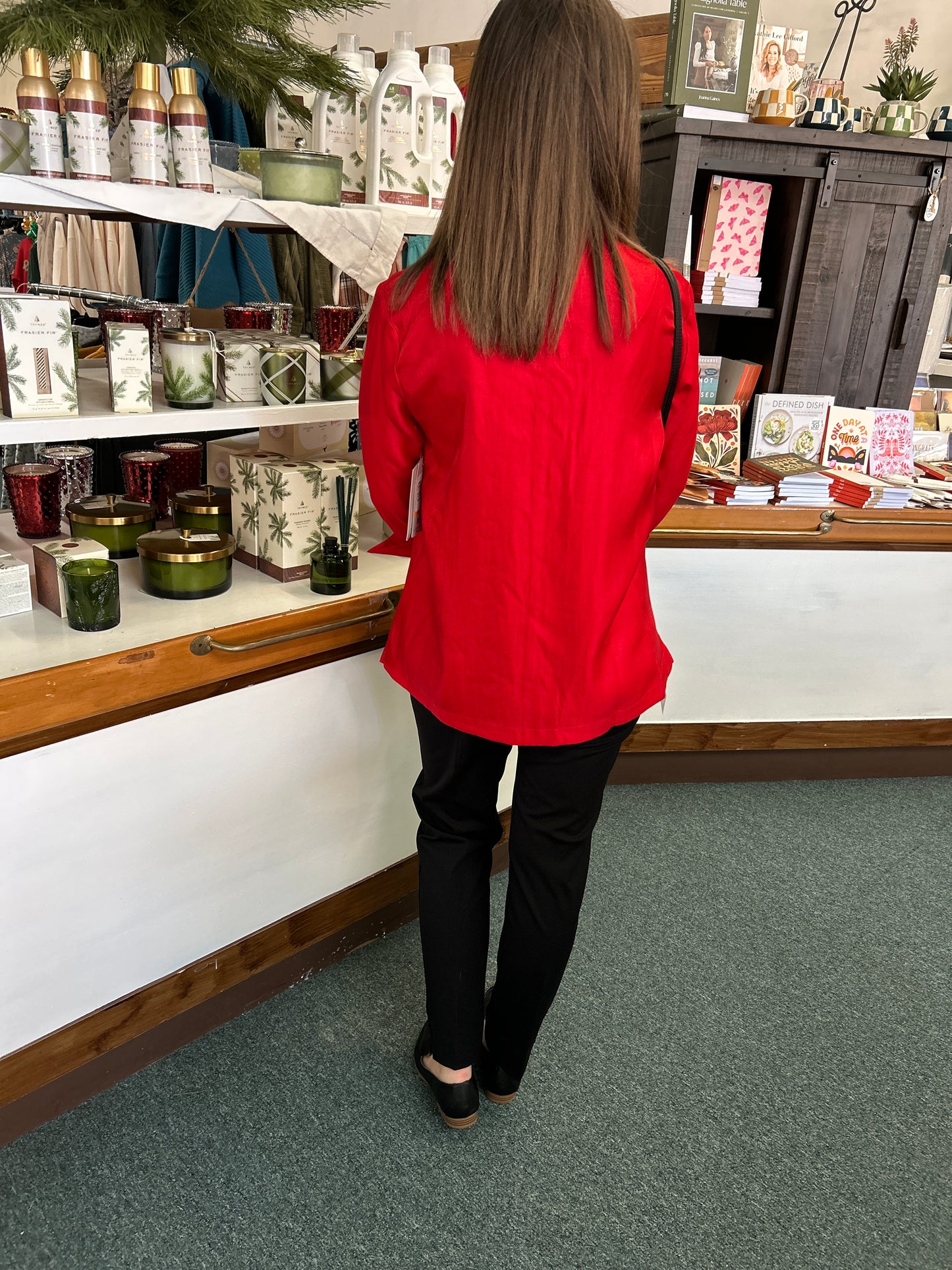 Christmas Red Shimmer button down-Multiples