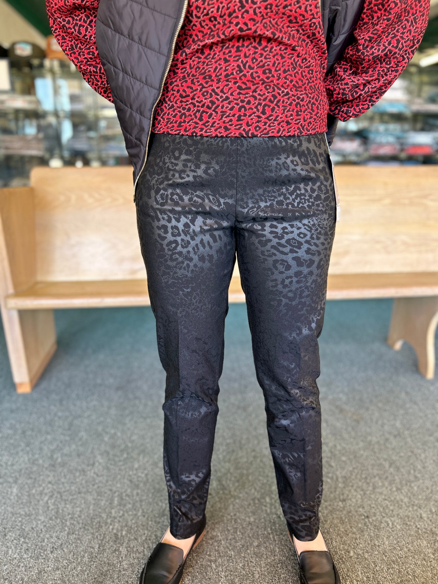 Black Leopard Tone on Tone Pants-Slimsation